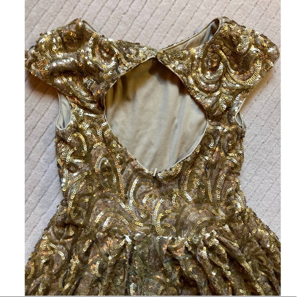 Badgley Mischka Gold Sequin dress - Picture 4 of 5